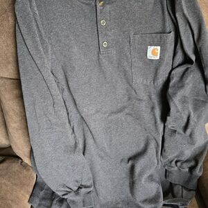 Carhartt Gray Long Sleeve Henley Pocket Tee